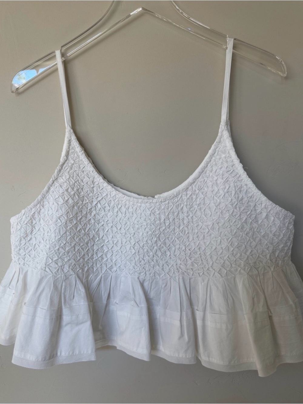 Anthropologie White Coastal Boho Flowy Cropped top s L